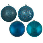 Vickerman N592562DA 10" Sea Blue 4-Finish Ball Ornament Assortment 4 Per Bag
