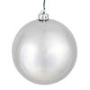 Vickerman N593007DSV 12" Silver Shiny Ball Ornament