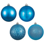Vickerman N591512BX 6" Turquoise 4-Finish Ball Ornament Assortment 4 Per Box