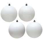 Vickerman N593011DA 12" White 4-Finish Ball Ornament 4 Per Bag