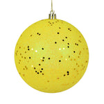 Vickerman N591278DQ 4.75" Yellow Sequin Ball Ornament 4 Per Bag