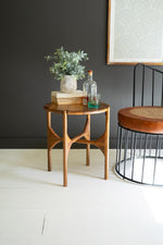 Round Mango Wood Accent Table – 20" Tall Natural Side Table by Kalalou