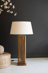 Wooden spindles table lamp with fabric shade by Kalalou