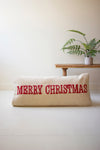 Merry Christmas Hand-Hooked Pillow – Red and White Holiday Accent