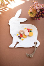 White Marble Rabbit Cheese Board – 15" Tall Serving Tray by Kalalou