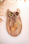 Wood Owl Serving Board with Marble Bowls – Handcrafted by Kalalou
