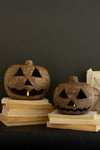 2-Piece Paper Mache Jack-O-Lantern Set – 7.5 Inch Height, Halloween Décor