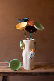 Kalalou handcrafted paper mache flower set of six