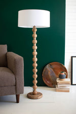 Wooden Floor Lamp with Off-White Barrel Shade – 52 Inch Height – Contemporary Lighting By kalalou