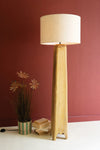 Tall Wooden Floor Lamp Base with Fabric Shade