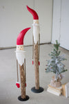 Set of Two Wood and Painted Metal Santas with Rope Arms by Kalalou