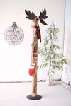 Kalalou 65" Recycled Wood and Iron Moose – Handcrafted Rustic Sculpture