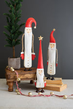 Handcrafted Holiday Santa's – Painted Metal and Wood, Set of 3 by Kalalou
