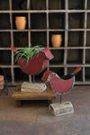 Red metal bird planter large by Kalalou