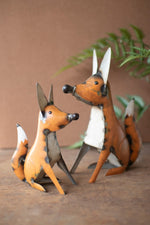 2 x Set of 2 Distressed Recycled Iron Foxes – Outdoor Garden or Yard Decorative Accents by Kalalou