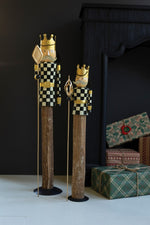 Painted Metal and Wood Checkerboard Nutcrackers – 35"Tall Set of Two by Kalalou