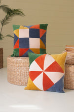 Velvet Patchwork Decorative Pillow Set of 2 – 18" Tall by Kalalou