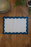 Ruffle Edge Placemat – 19" Tall Ocean Blue Dining Accent by Kalalou