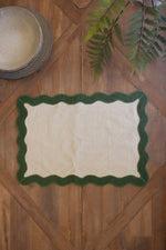Ruffle Edge Place Mat – 19" Tall Grass Green Table Accent by Kalalou