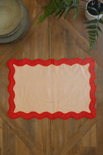 Ruffle Edge Placemat –  19" Tall Poppy Red Table Accent by Kalalou