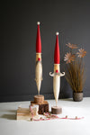 Hand-Painted Tall Santa Faces Set of 2 for Tables and Mantels