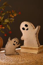 Halloween Metal Ghost Figurines 11" – Large & Small Set of 2 by Kalalou