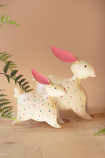 Set of 2 Painted Iron Bunny Decorative Sculptures by Kalalou