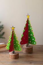 Colorful Holiday Tree Sculptures 19" – Seasonal Metal Decor Set of 2 by Kalalou