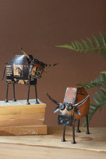 Decorative Metal Cow Figures 7.5" – Rustic Farm Style Set of 2 by Kalalou