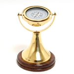 Brass Gimbaled Compass with Wooden Stand – Functional Maritime Decor By Old Modern Handicrafts