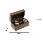 Opera Glasses – 1.25in Height – Mother of Pearl Finish in Wooden Box By Old Modern Handicrafts