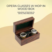 Opera Glasses – 1.25in Height – Mother of Pearl Finish in Wooden Box By Old Modern Handicrafts