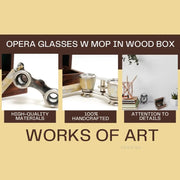 Classic Opera Glasses – 1.25in Height – Nickel Finish in Wooden Case