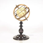 Decorative Brass Globe – 16.5in Height – Armillary Sphere on Wood Stand By Old Modern Handicrafts