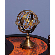 Nautical Brass Armillary Sphere – 11.5 Inch Wooden Base Accent