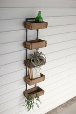 Wall Rack 49" H - Five Brick Mold Design in Recycled Wood & Metal, Distressed Finish By Kalalou