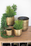 Kalalou Aged Brass Flower Pots – Set of 4 Metal Decorative Planters