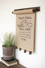 Hanging Note Roll 4" H - Metal Frame with 4 Brass Finish Clips By Kalalou