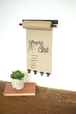 Hanging Note Roll 11" H with 4 Brass Finish Clips – Antique Brass Metal Wall Organizer By Kalalou