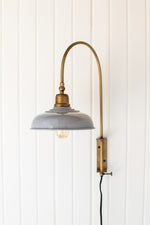 Wall Sconce with Grey Enamel Shade – Vintage-Inspired – 18"Tall by Kalalou