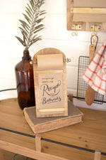 Wood and Metal Tabletop Note Roll – 12" Tall Organizer by Kalalou