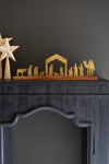 Tabletop Nativity Set – Antique Brass Figures on Wood Base