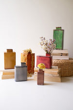 Handcrafted Painted Metal Vase Set of 6 – 9" Tall Decorative Home Accents by Kalalou