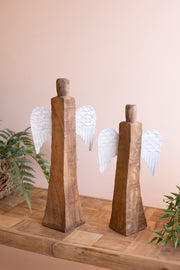 Distressed Wood Angel Statues – Set of 2 ( 17