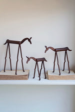 Rustic Iron Horse Statues – 12" Tall Tabletop Decor Set of 3 by Kalalou