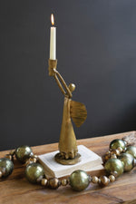 Metal Christmas Angel Taper Candle Holder – Antique Gold (15.5") by Kalalou