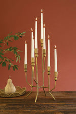 Antique Brass Eight Candle Candelabra – 20.5" Tall Forged-Iron Decor by Kalalou