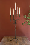 35.5" Brown Iron Five-Taper Candelabra – Rustic Tabletop Centerpiece – Kalalou