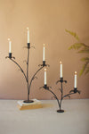 Set of Two Forged-Iron Triple Taper Candelabras – 24" Tall Brown Candle Holders