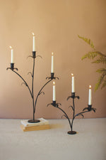 Rustic Forged-Iron Candelabras – 24" Tall Triple Taper Holders 2x Set of 2 by Kalalou